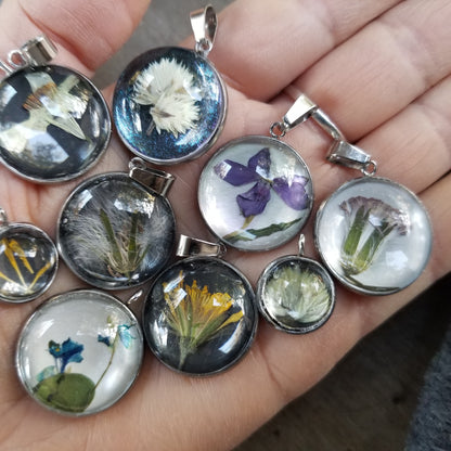 Pressed Flower or Snakeskin Pendants